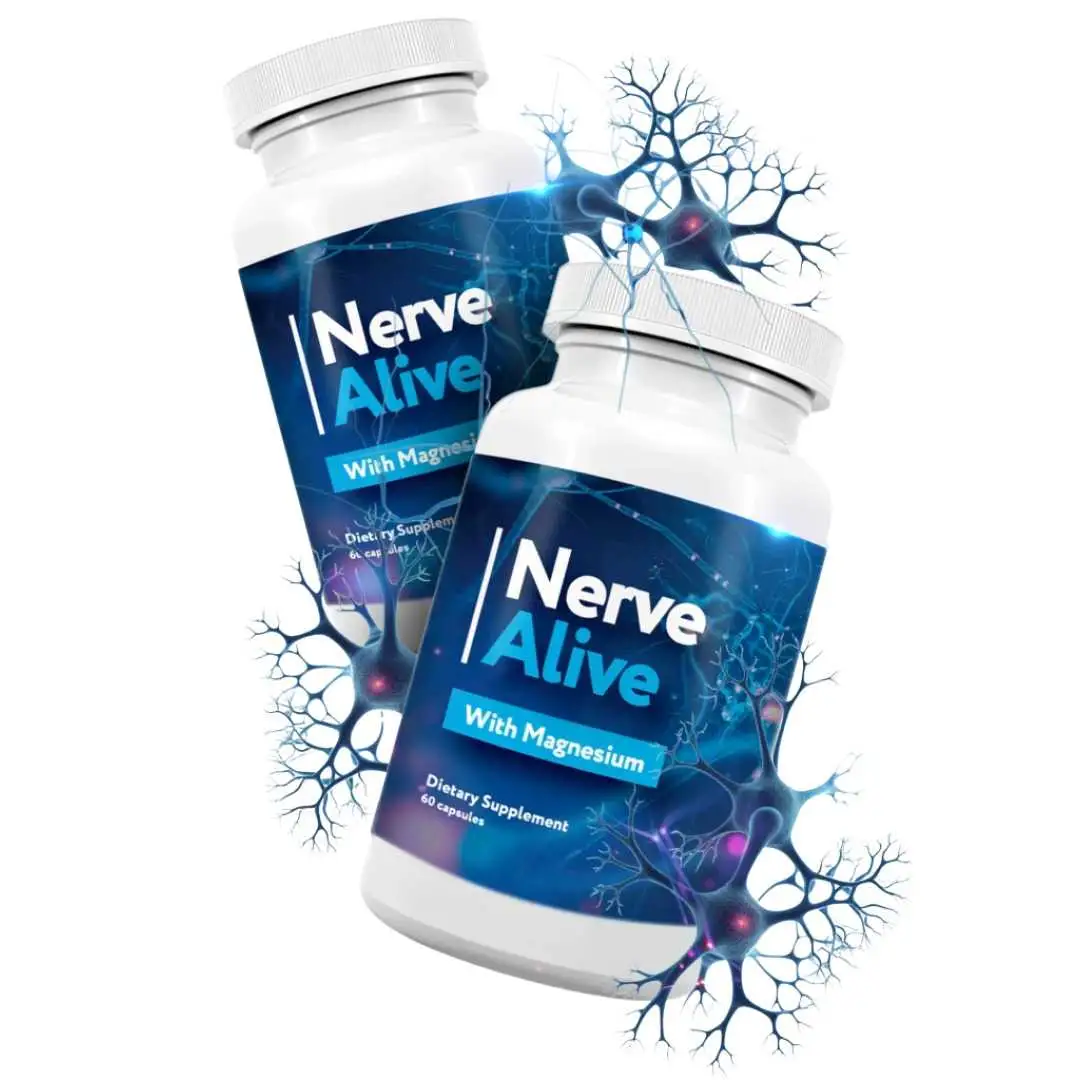 Nerve Alive dietary supplement bottle with natural nerve health support formula