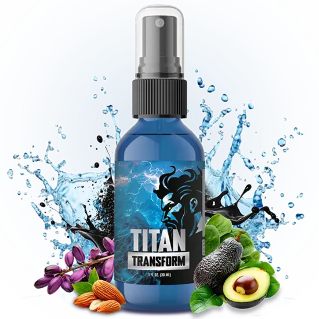 Titan Transform male vitality sublingual spray bottle with natural performance ingredients