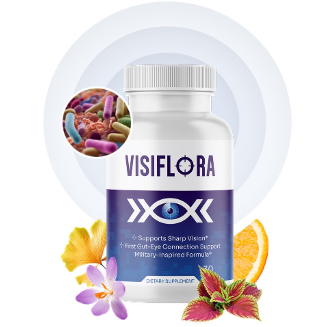 VisiFlora dietary supplement bottle for gut-eye vision support